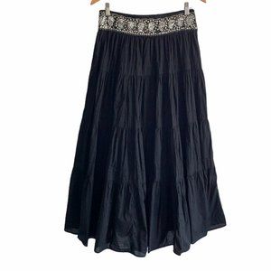 BCBG MaxAzria Black Boho Beaded Maxi Skirt Size XS